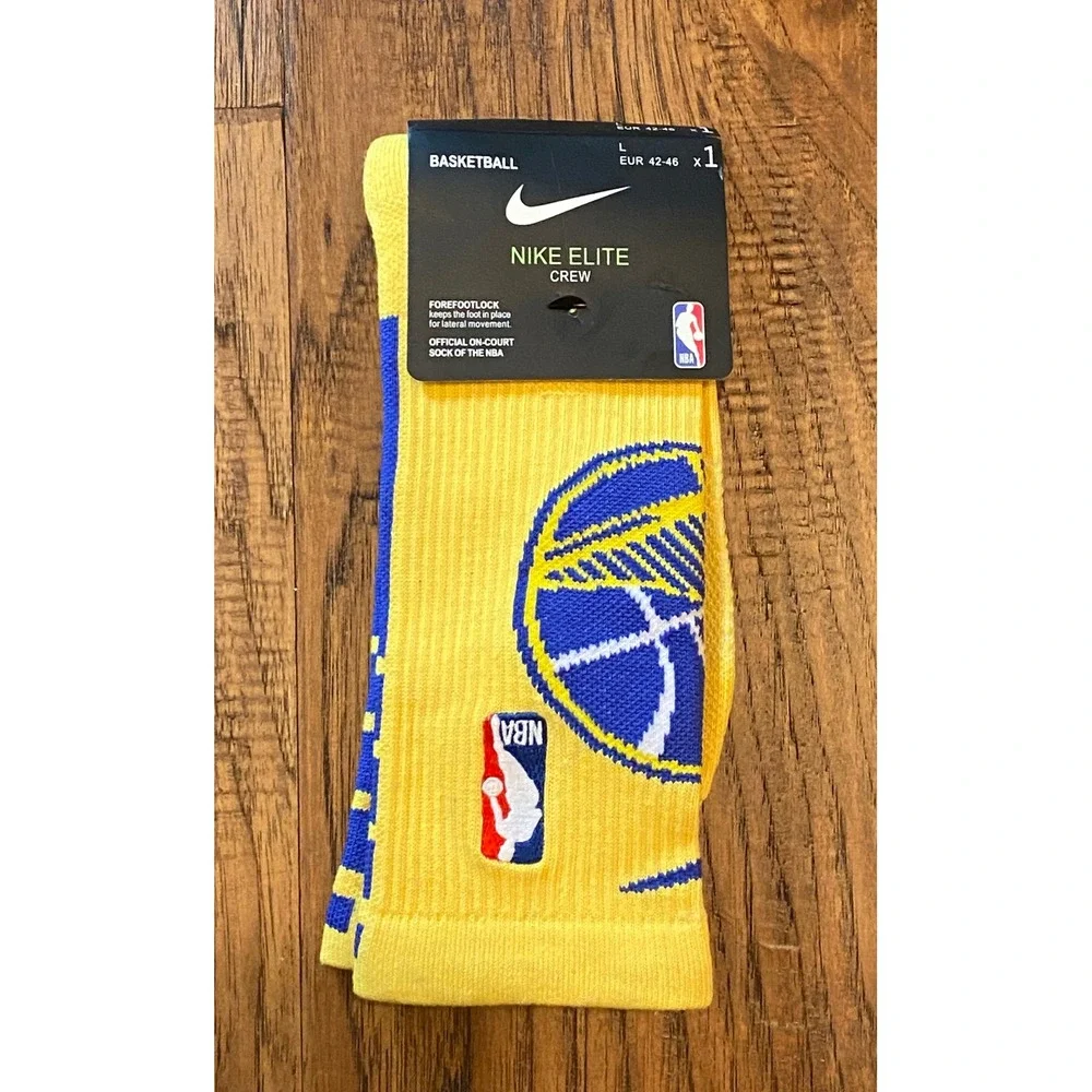 Nike Elite Crew NBA Basketball Socks Golden State Warriors Yellow SX7587-017 L